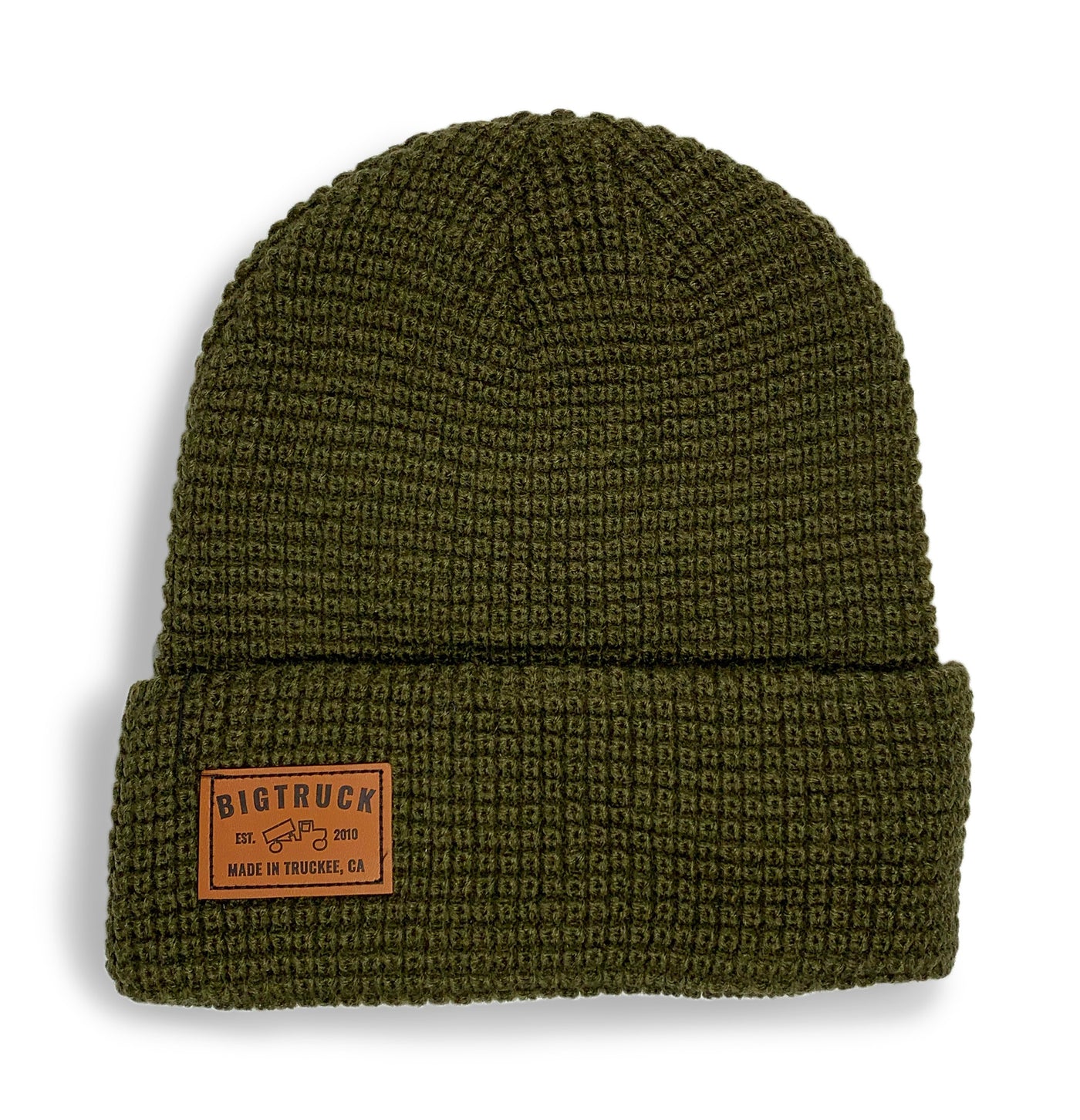 Olive Fold Beanie Leather